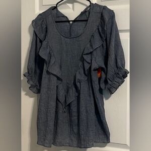 Super Cute Gray Ruffled Bell Sleeve Top | NWT